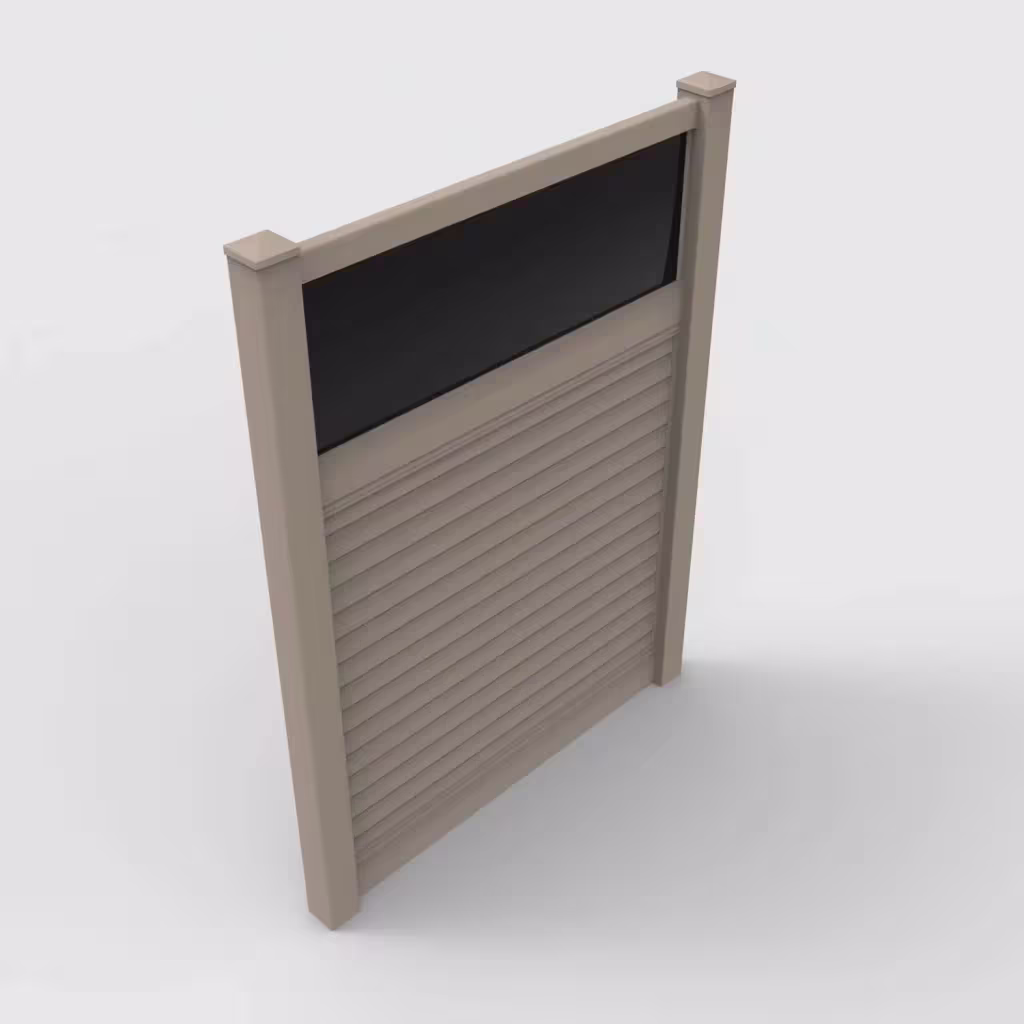 Clay horizontal privacy with acrylic top 8 ft fence, isometric view