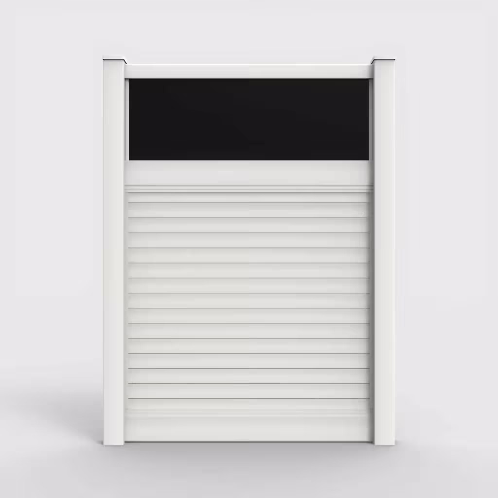 White horizontal privacy with acrylic top 8 ft fence, front view