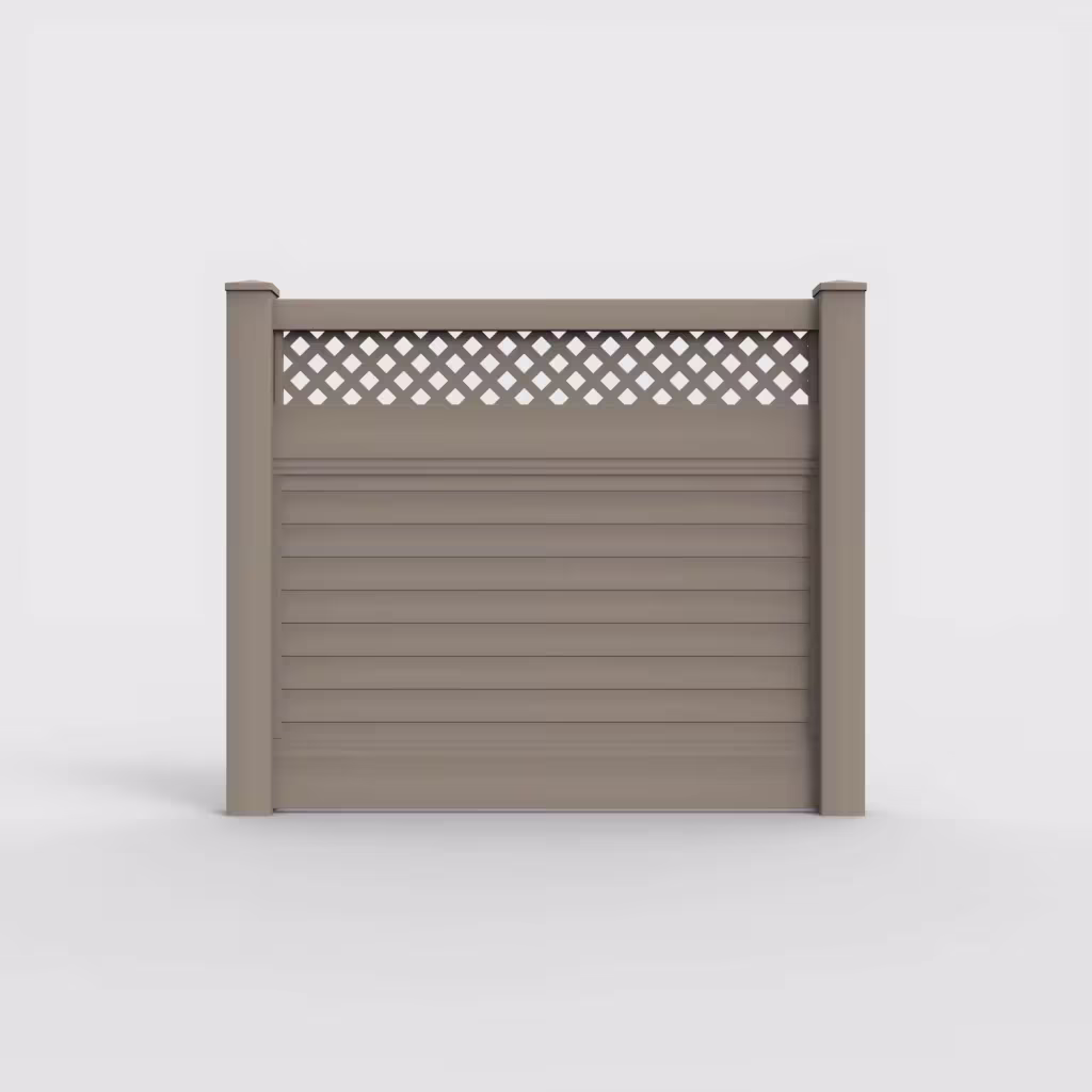 Clay horizontal privacy with lattice top 5 ft fence, front view