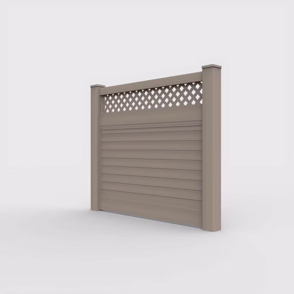 Clay horizontal privacy with lattice top 5 ft fence, left-side view