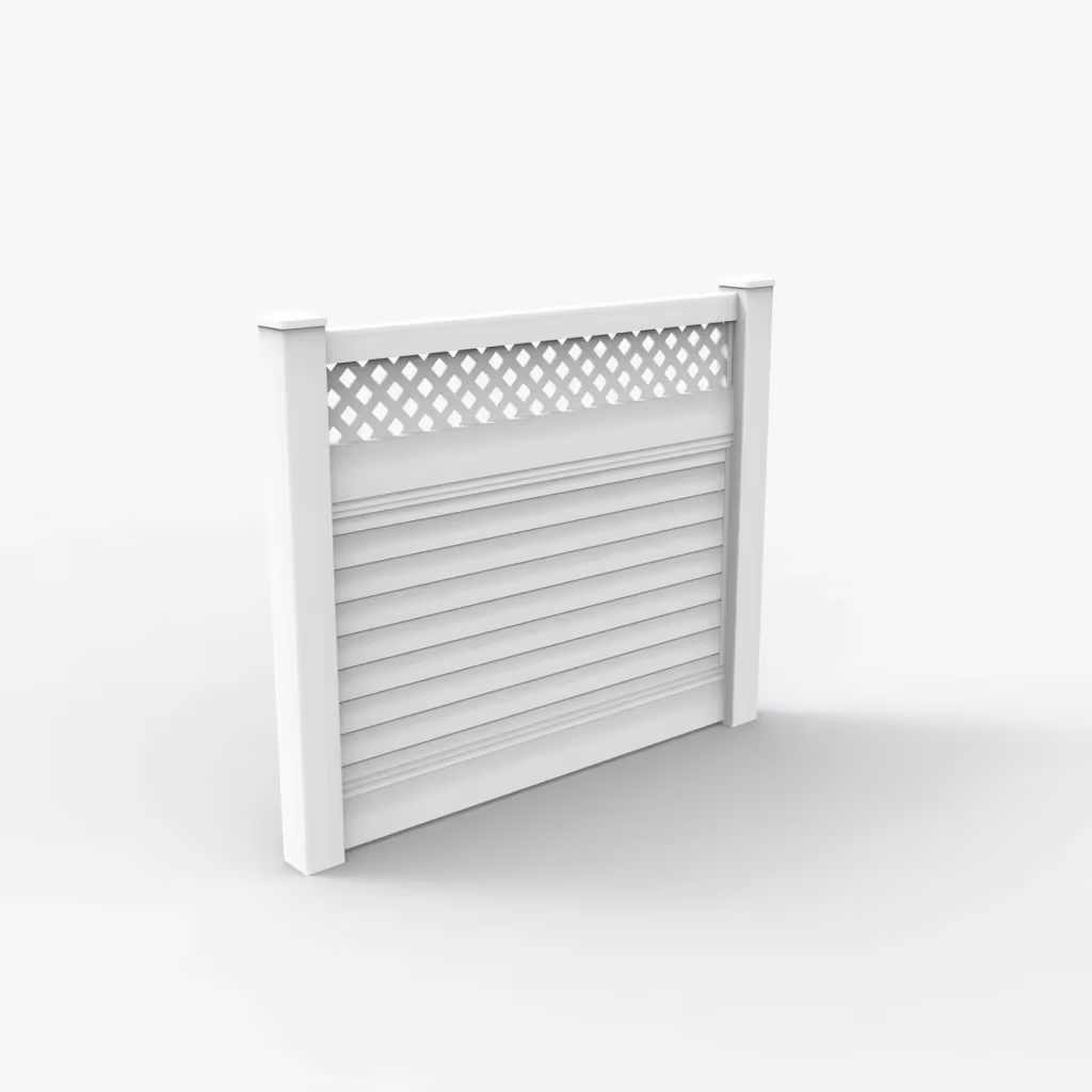 White horizontal privacy with lattice top 5 ft fence, main view