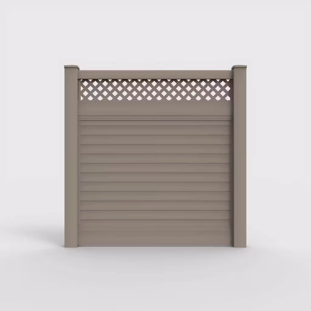 Clay horizontal privacy with lattice top 6 ft fence, front view