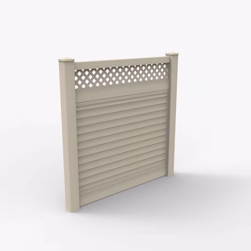 Tan horizontal privacy with lattice top 6 ft fence, main view