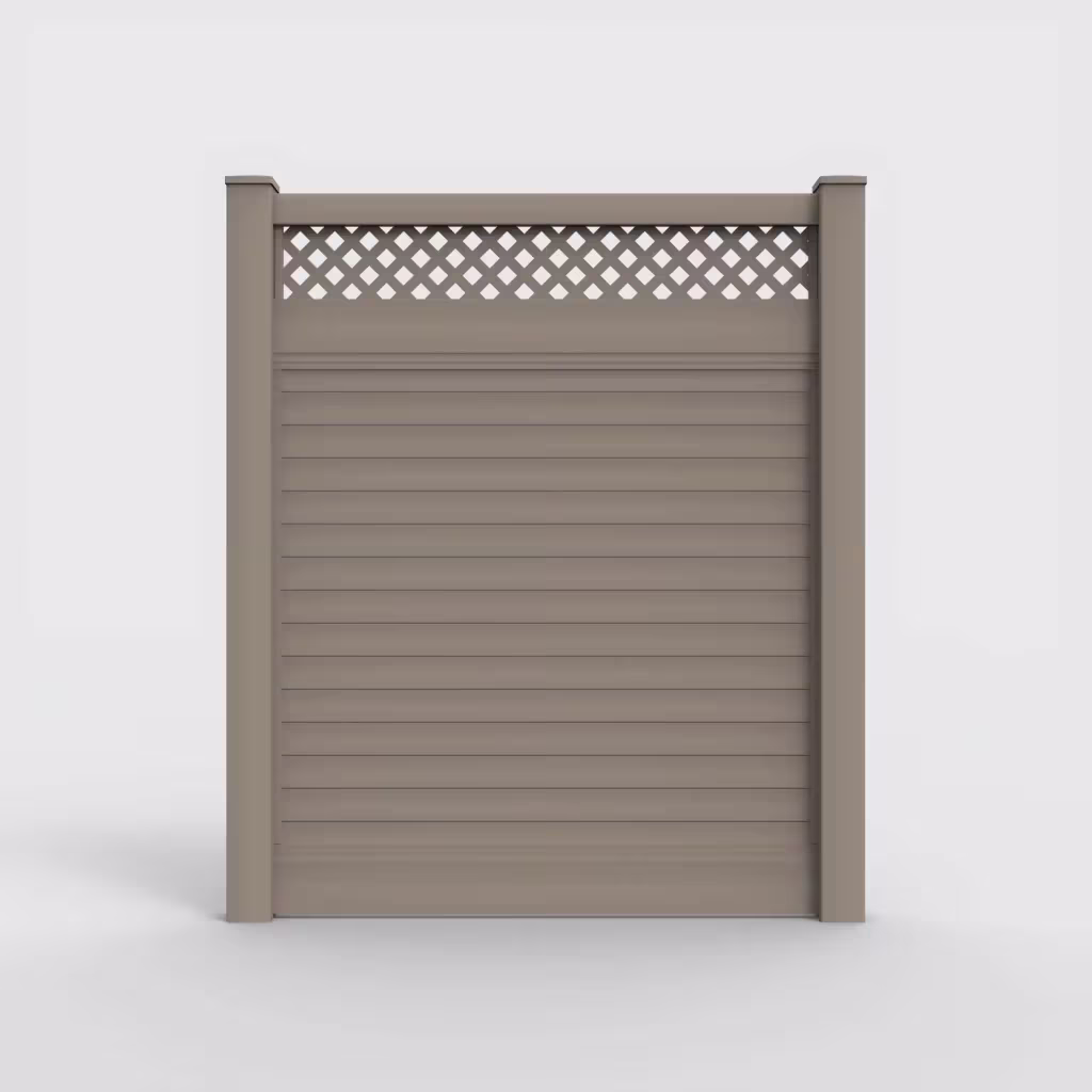 Clay horizontal privacy with lattice top 7 ft fence, front view