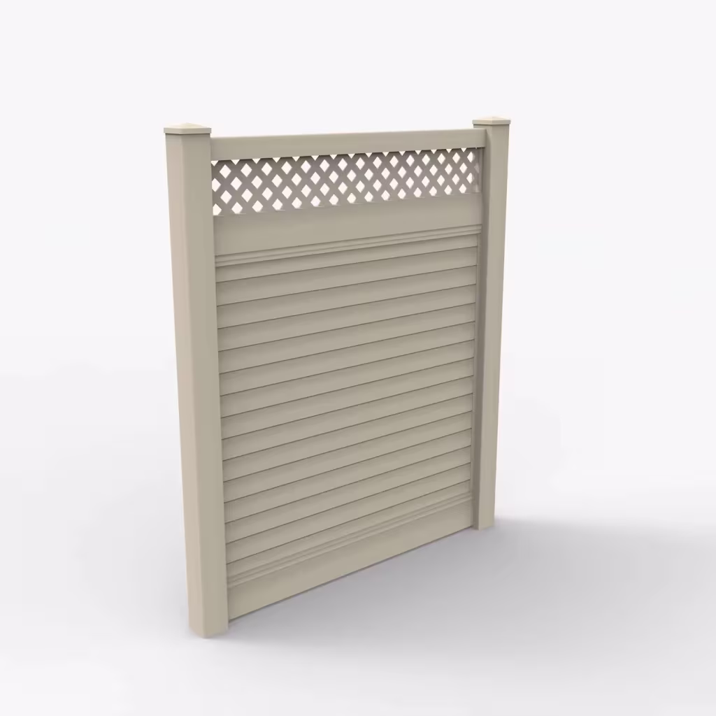 Tan horizontal privacy with lattice top 7 ft fence, main view