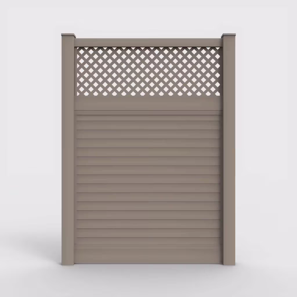 Clay horizontal privacy with lattice top 8 ft fence, front view