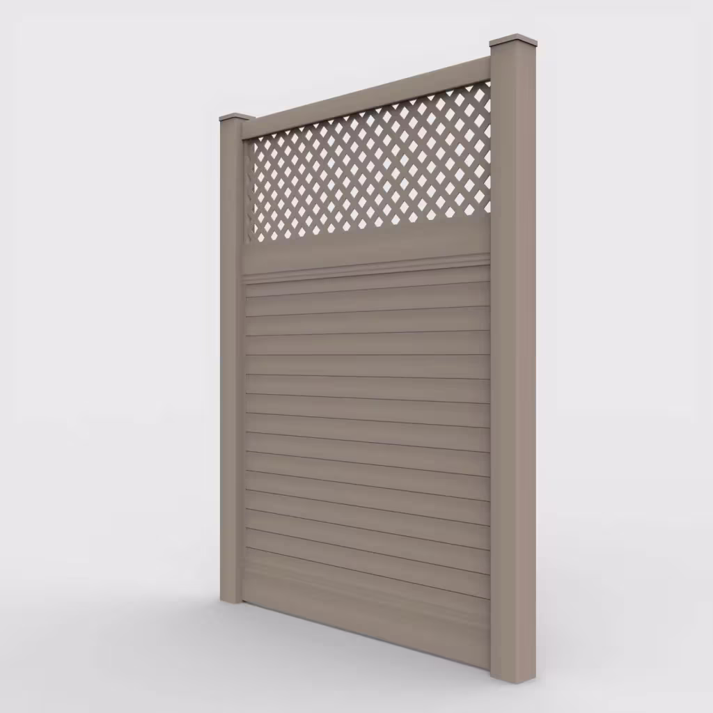 Clay horizontal privacy with lattice top 8 ft fence, left-side view
