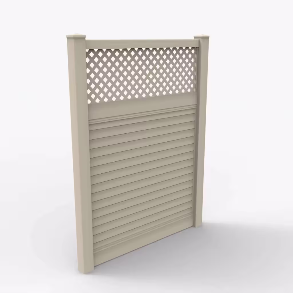 Tan horizontal privacy with lattice top 8 ft fence, main view
