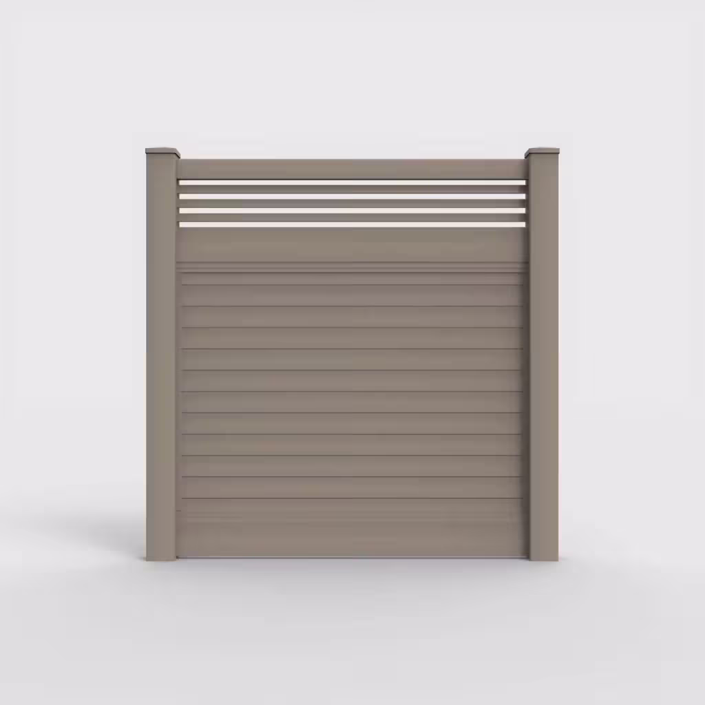 Clay horizontal privacy with picket horizontal top 6 ft fence, front view