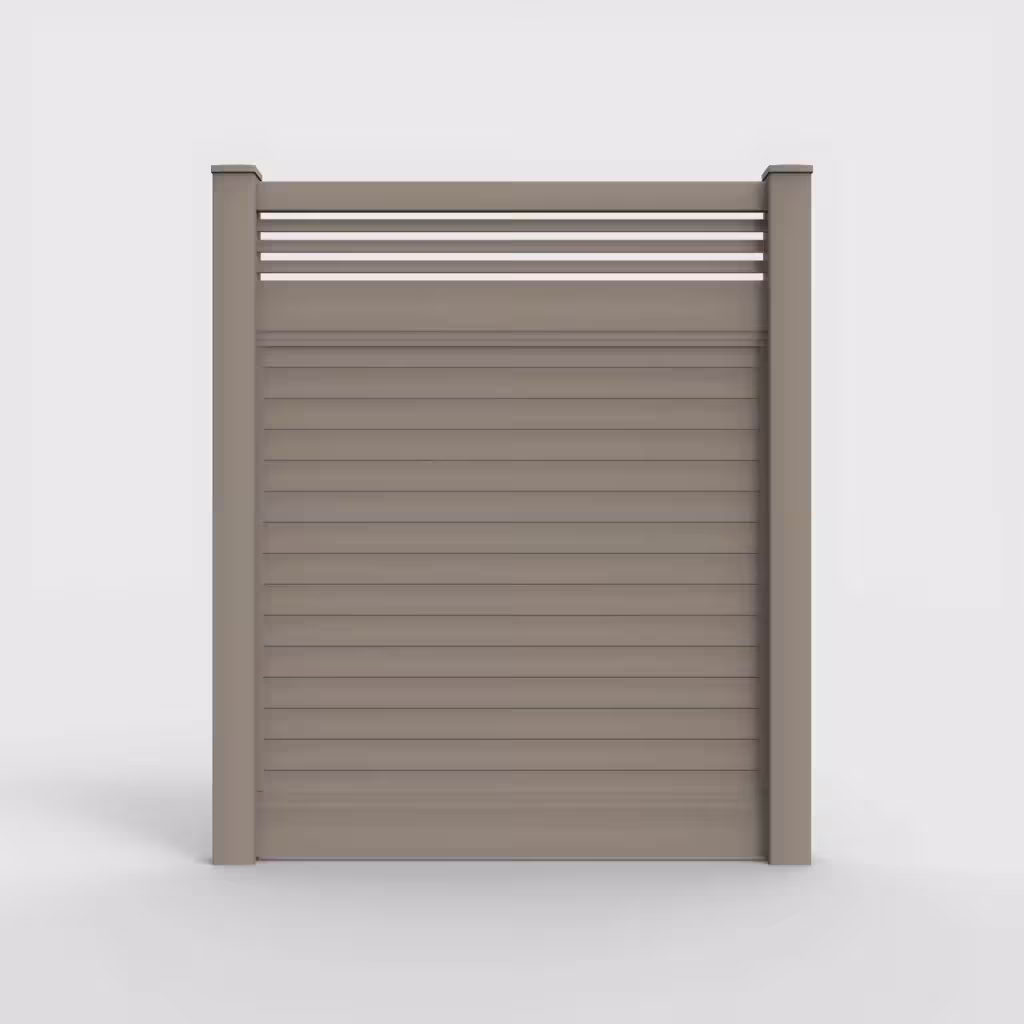 Clay horizontal privacy with picket horizontal top 7 ft fence, front view