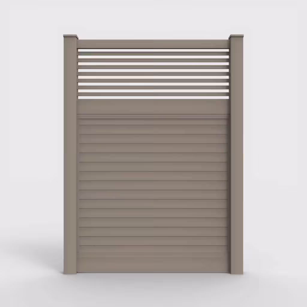 Clay horizontal privacy with picket horizontal top 8 ft fence, front view