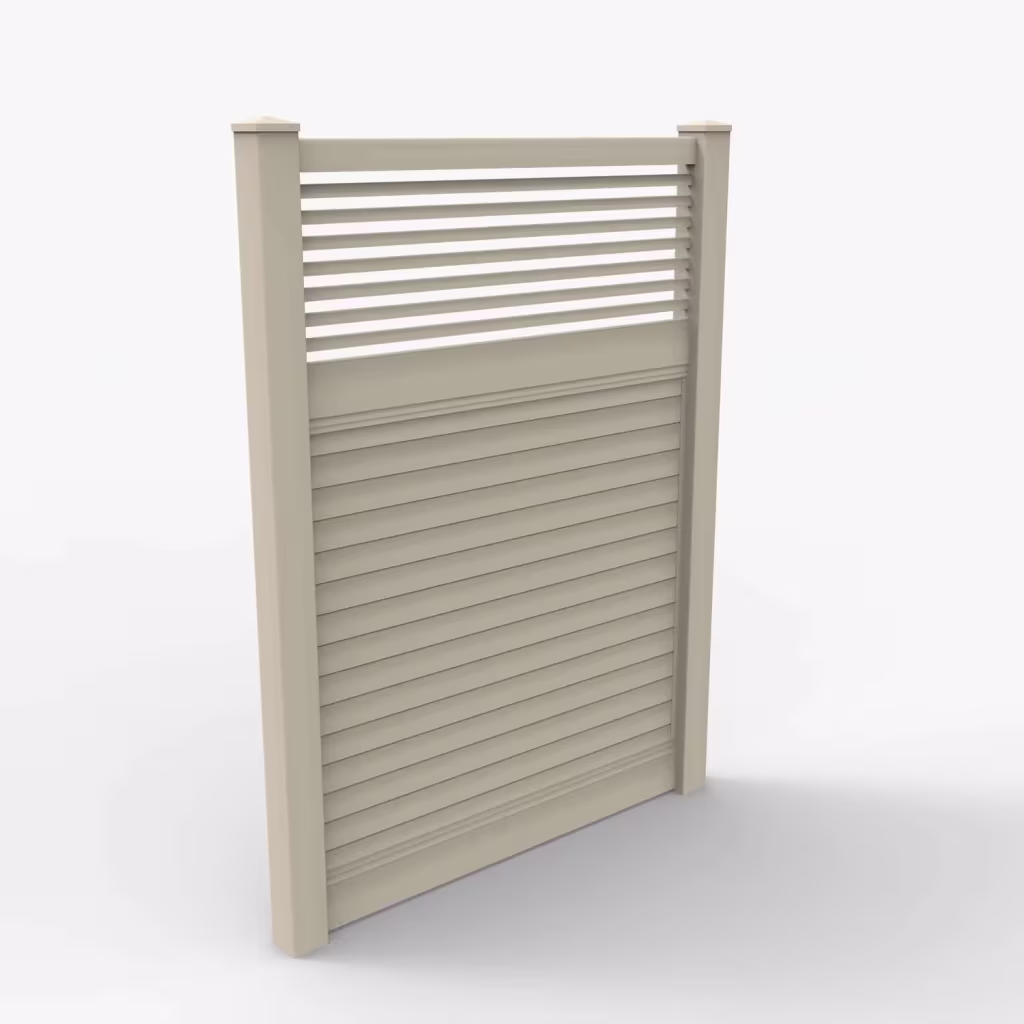Tan horizontal privacy with picket horizontal top 8 ft fence, main view