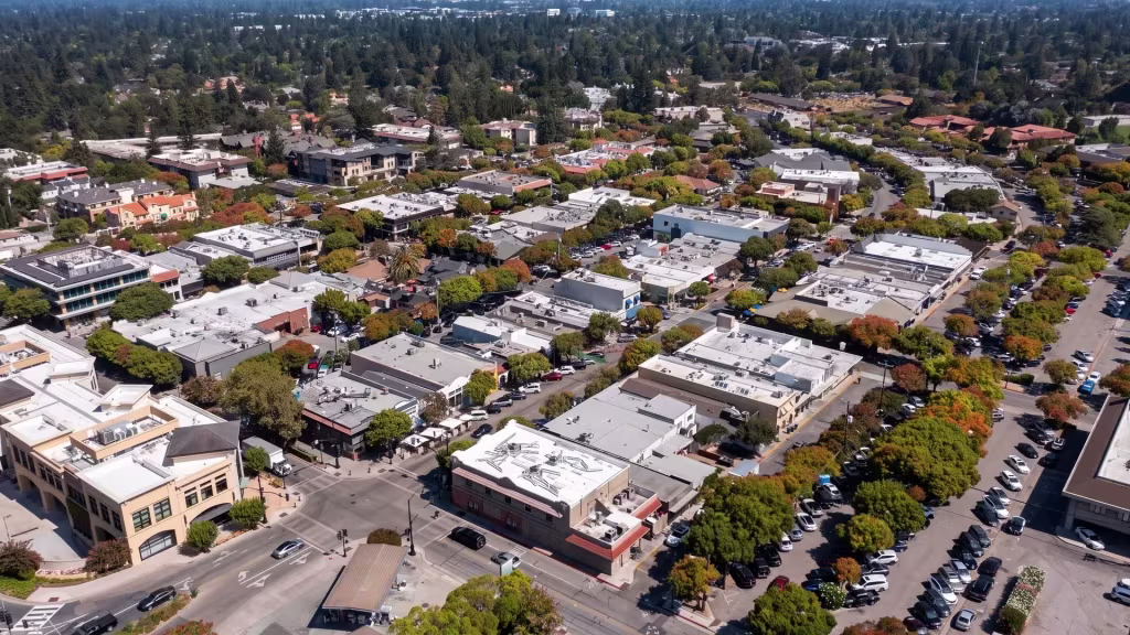 Downtown Los Altos unfolds in tree-lined blocks that lead into nearby residential streets