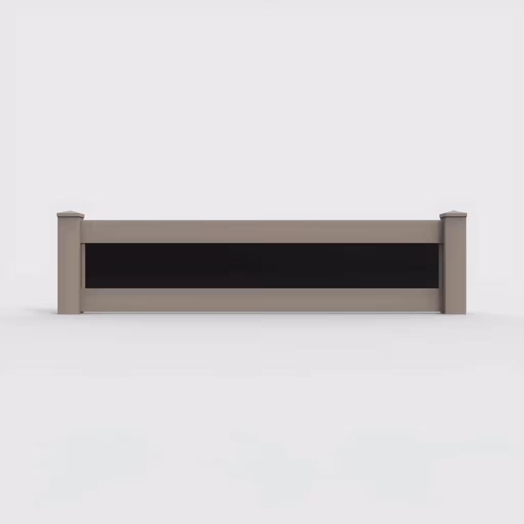 Clay privacy and acrylic 2 ft wall topper, front view