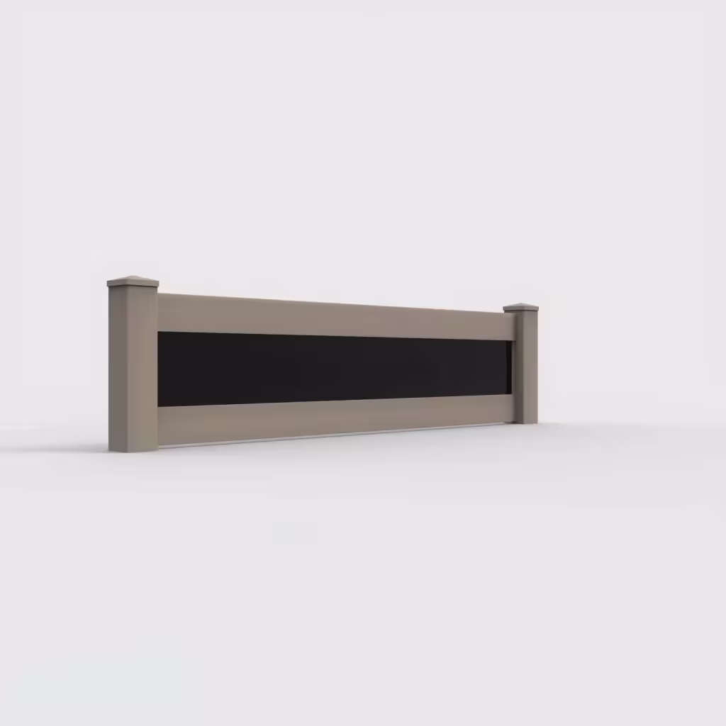 Clay privacy and acrylic 2 ft wall topper, right-side view