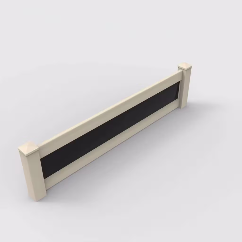 Tan privacy and acrylic 2 ft wall topper, isometric view