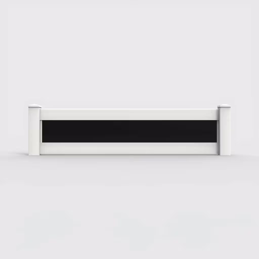 White privacy and acrylic 2 ft wall topper, front view