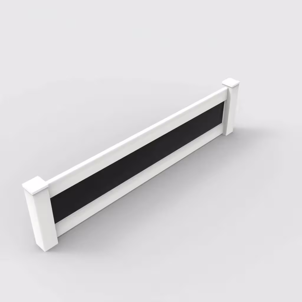 White privacy and acrylic 2 ft wall topper, isometric view