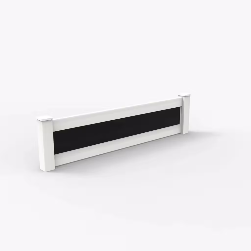 White privacy and acrylic 2 ft wall topper, main view