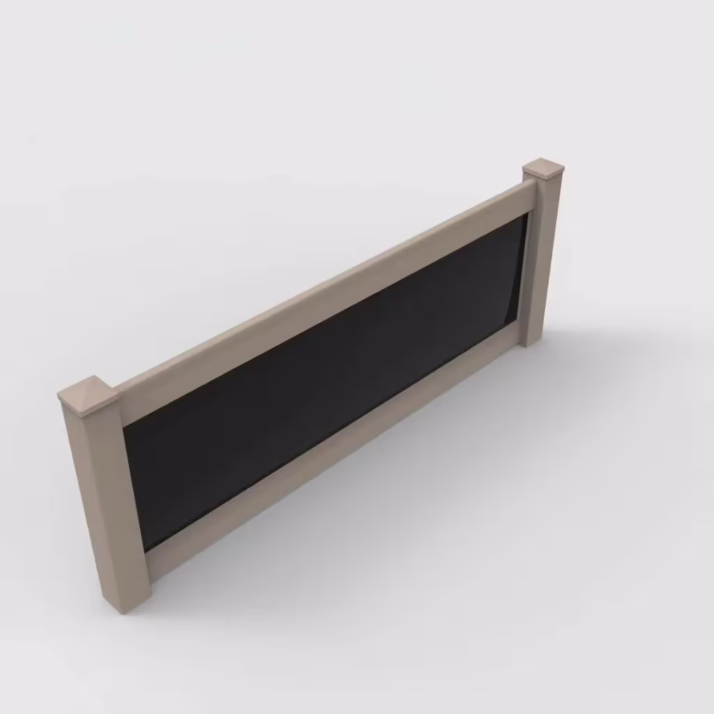 Clay privacy and acrylic 3 ft wall topper, isometric view