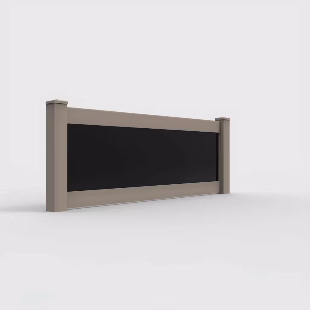 Clay privacy and acrylic 3 ft wall topper, right-side view