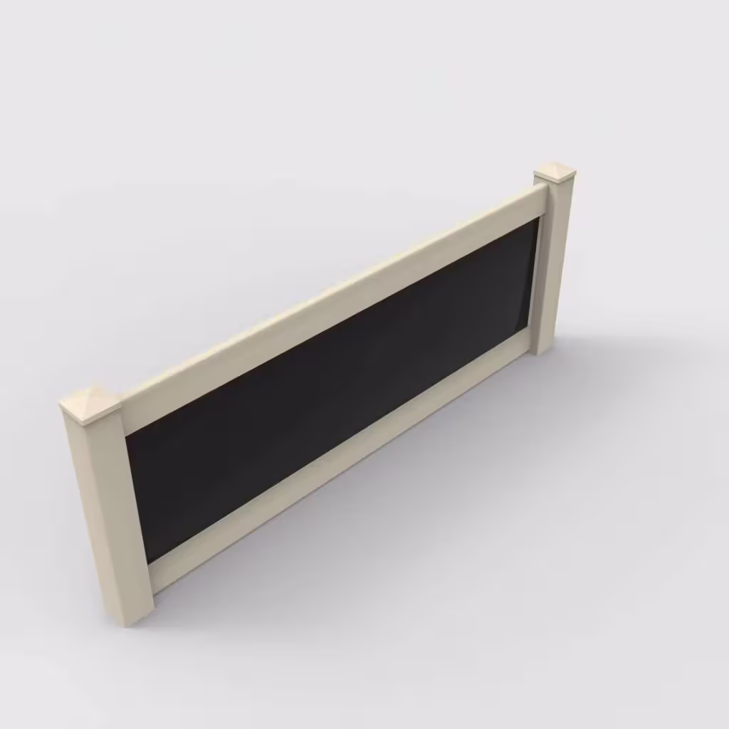 Tan privacy and acrylic 3 ft wall topper, isometric view