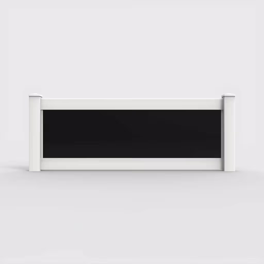 White privacy and acrylic 3 ft wall topper, front view