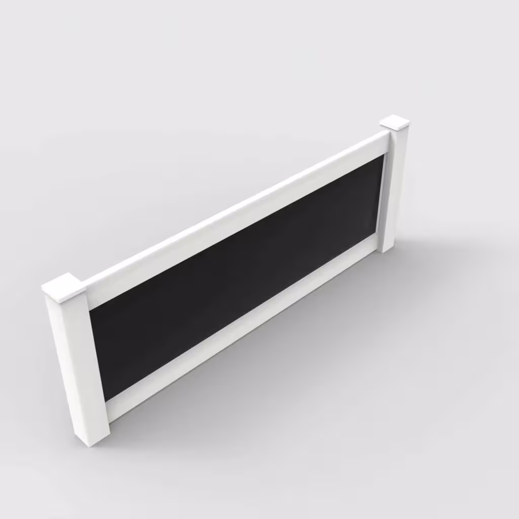 White privacy and acrylic 3 ft wall topper, isometric view
