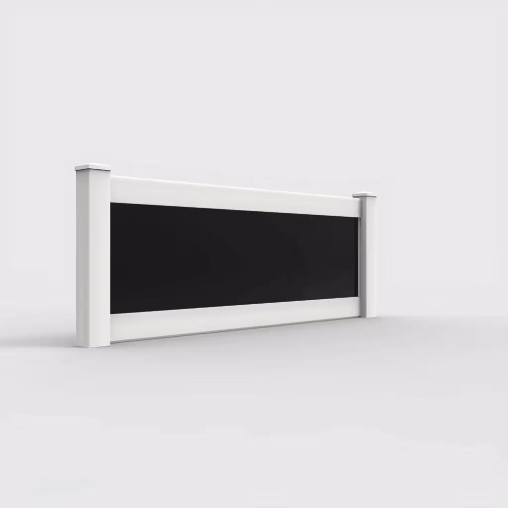 White privacy and acrylic 3 ft wall topper, right-side view