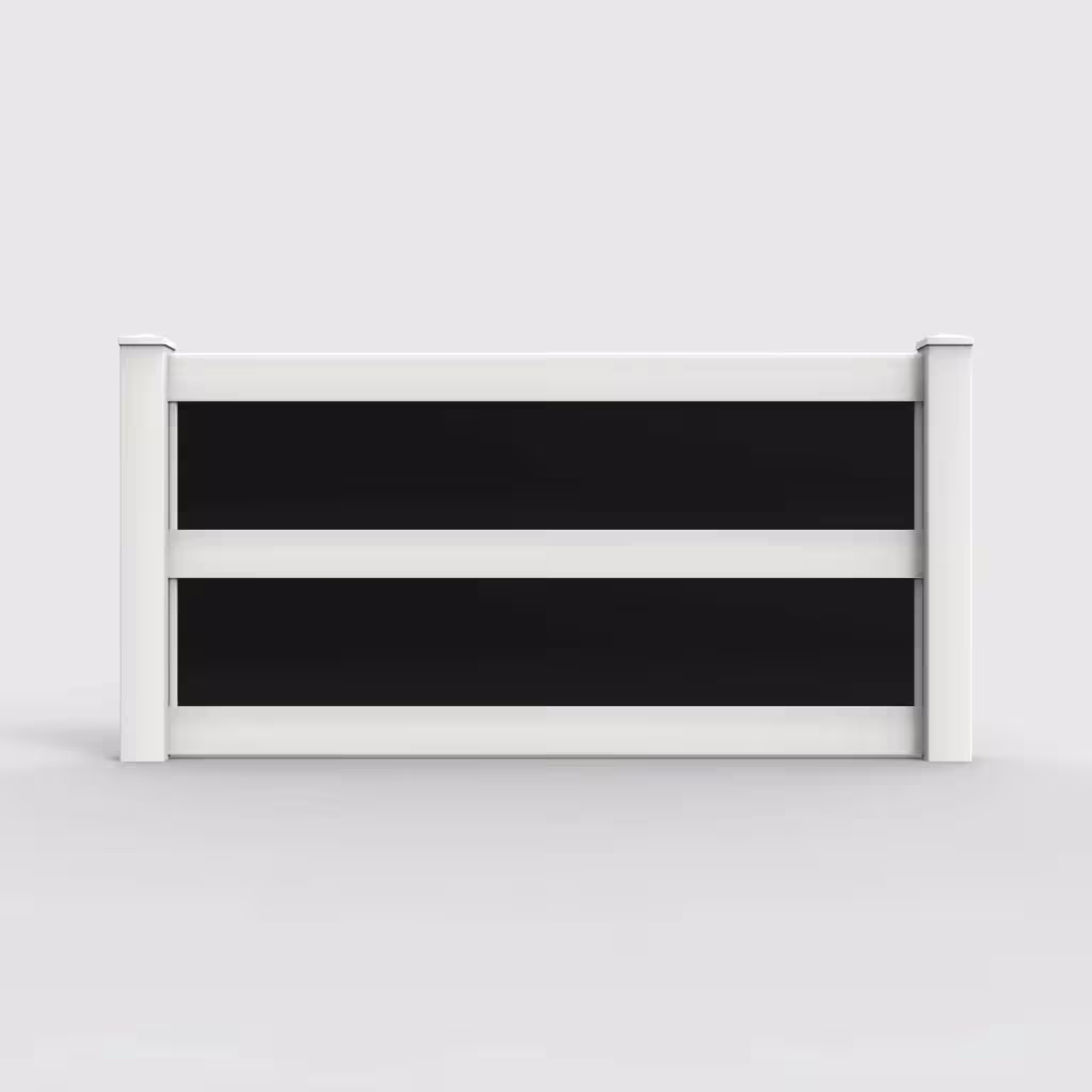White privacy and acrylic 4 ft fence, front view