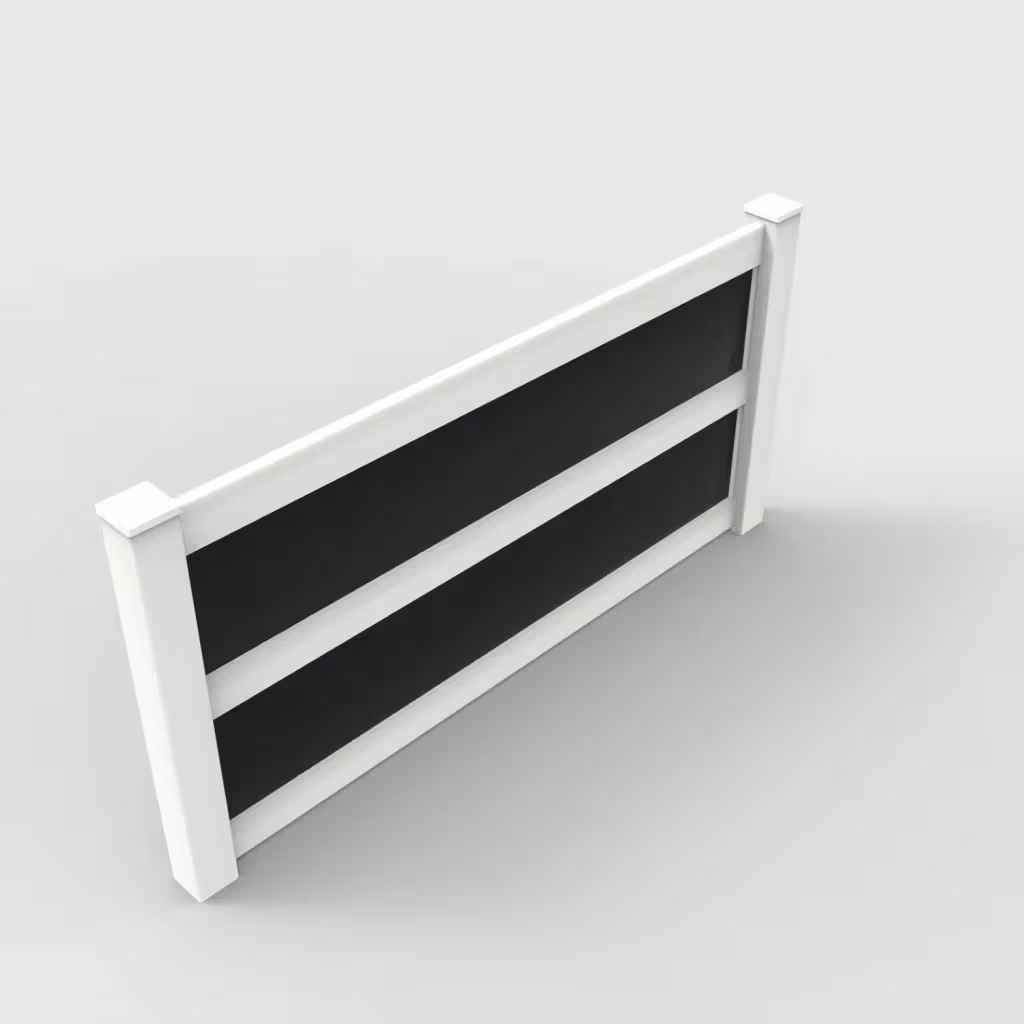 White privacy and acrylic 4 ft fence, isometric view