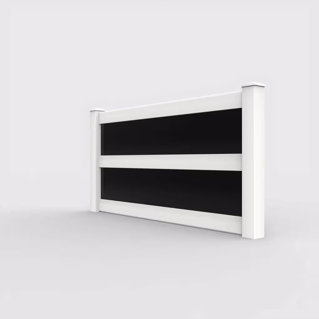 White privacy and acrylic 4 ft fence, left-side view