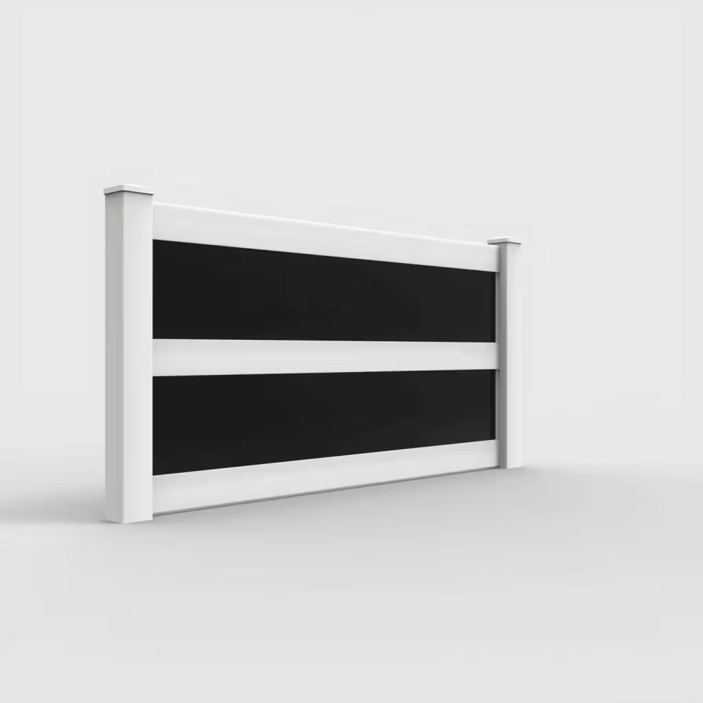 White privacy and acrylic 4 ft fence, right-side view