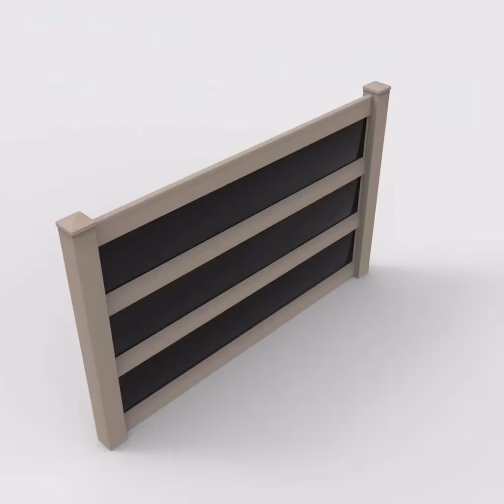 Clay privacy and acrylic 5 ft fence, isometric view