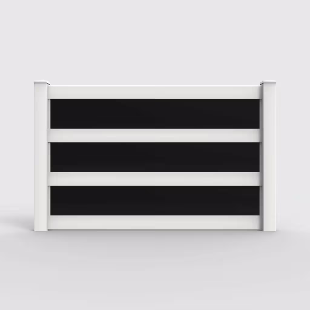 White privacy and acrylic 5 ft fence, front view