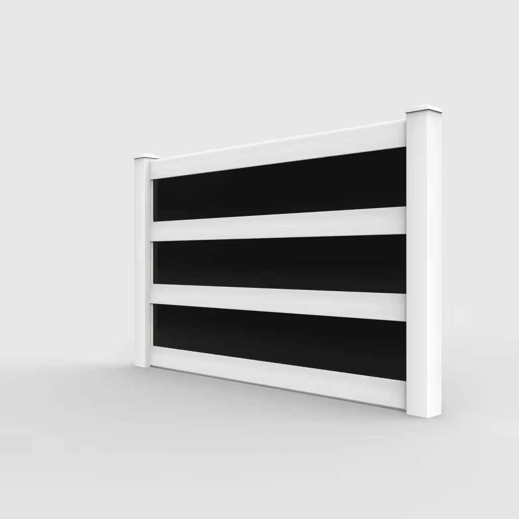 White privacy and acrylic 5 ft fence, left-side view