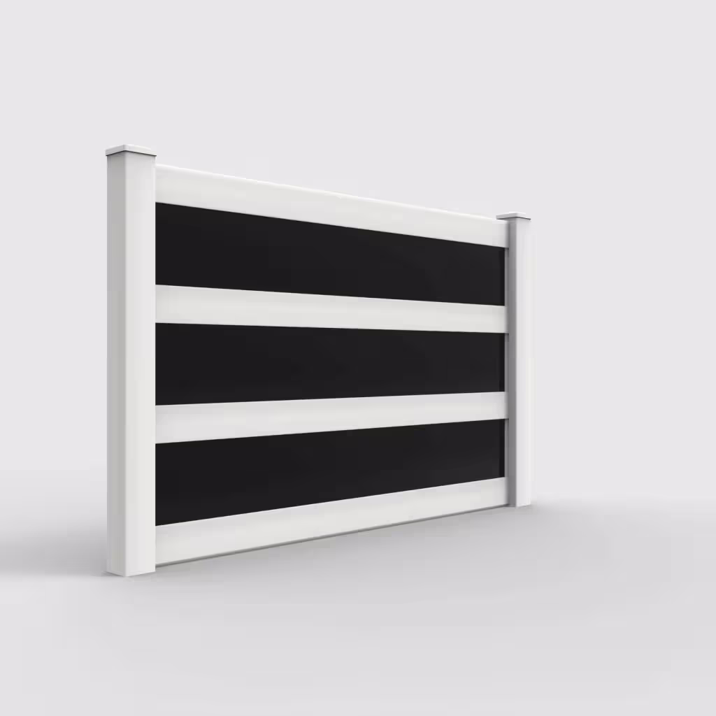 White privacy and acrylic 5 ft fence, right-side view