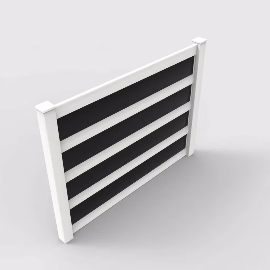 White privacy and acrylic 6 ft fence, isometric view