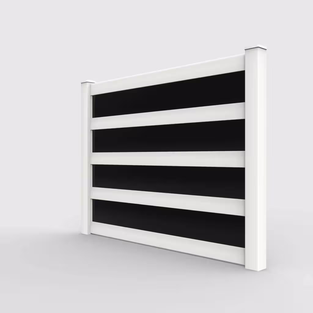 White privacy and acrylic 6 ft fence, left-side view