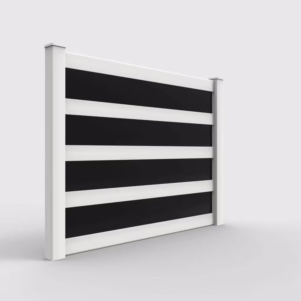 White privacy and acrylic 6 ft fence, right-side view