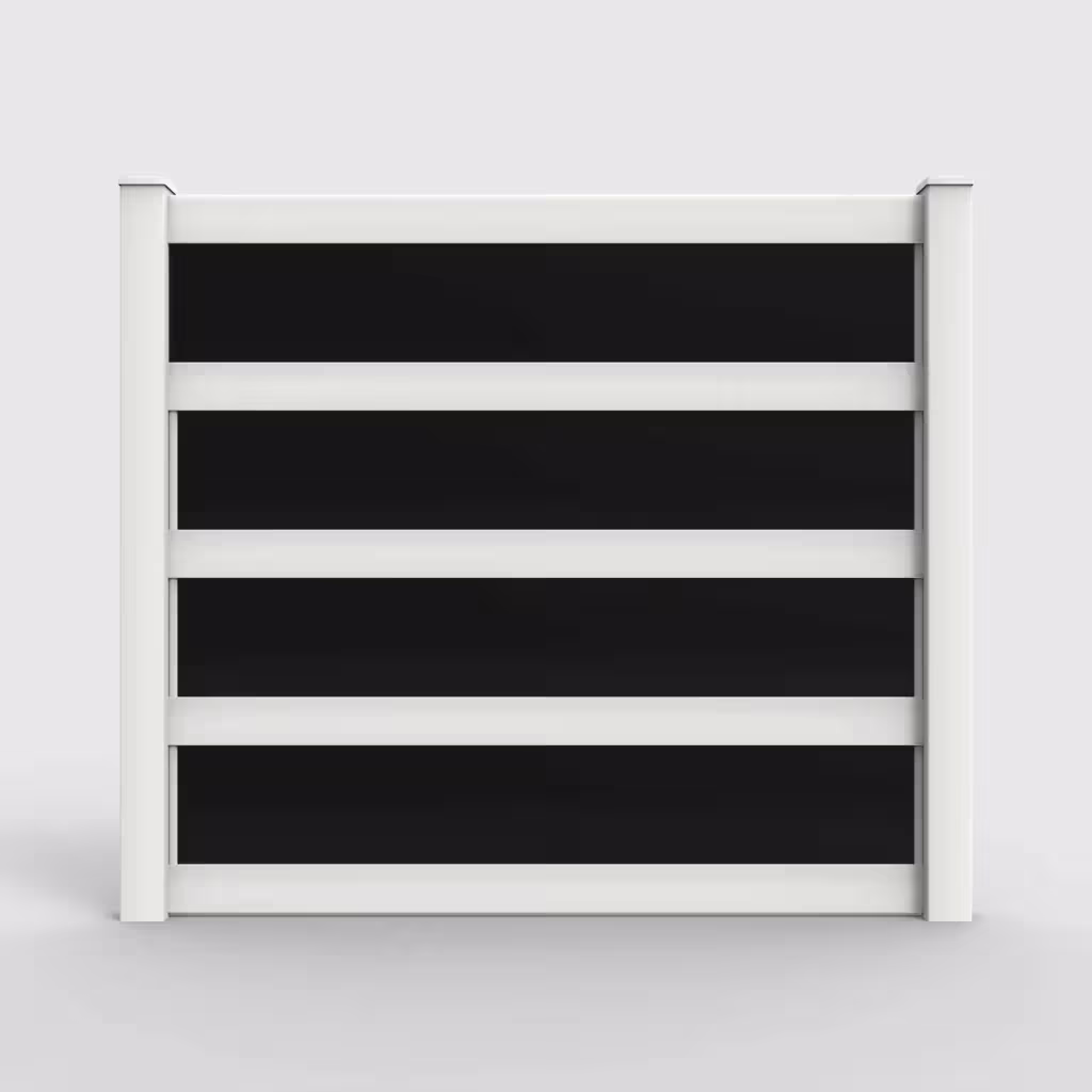 White privacy and acrylic 7 ft fence, front view