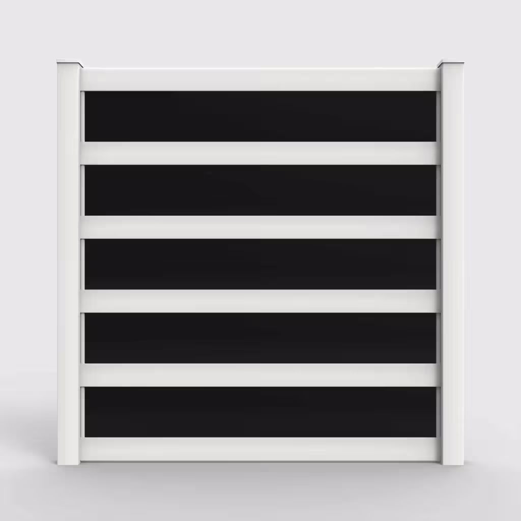White privacy and acrylic 8 ft fence, front view