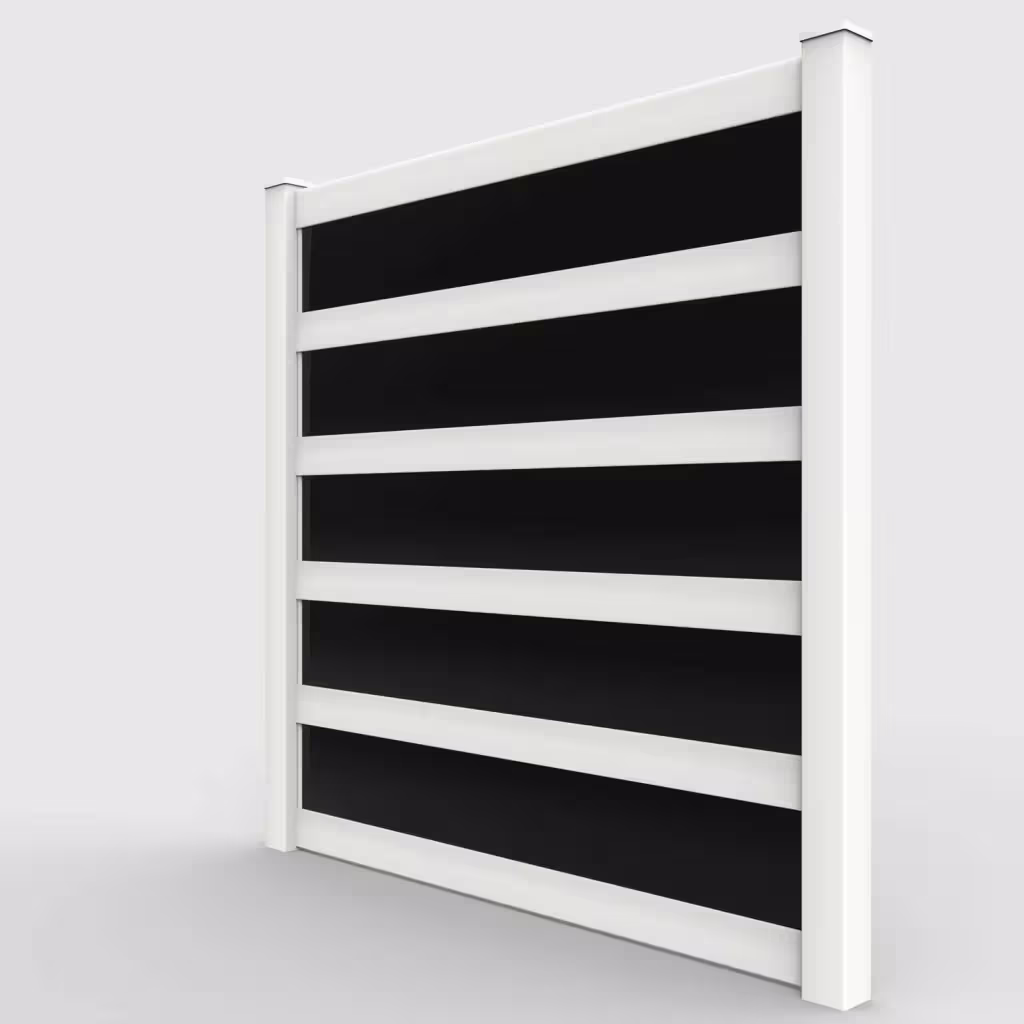 White privacy and acrylic 8 ft fence, left-side view