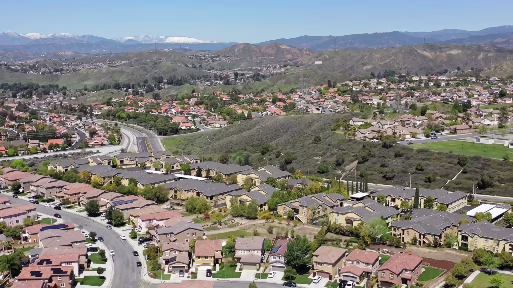 Planned residential hills and roads spread across Santa Clarita's broad valley