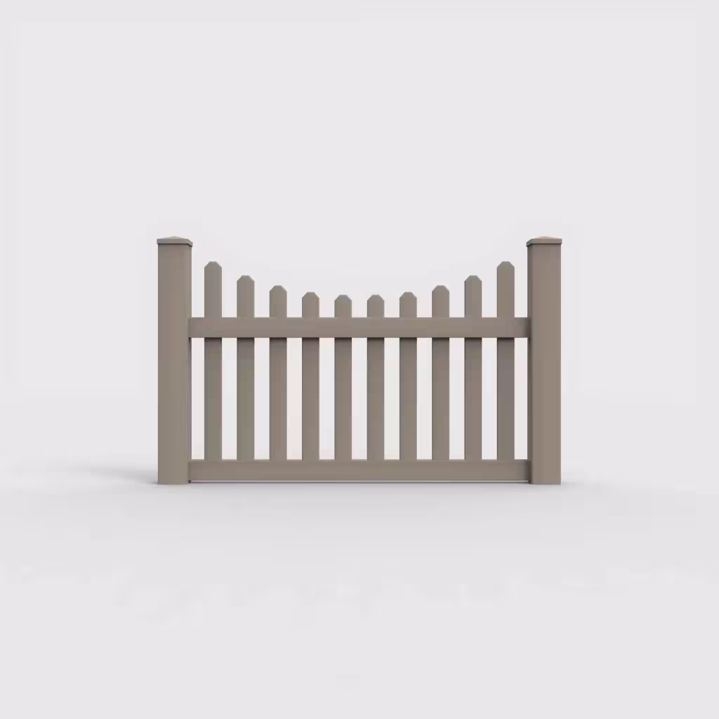 Clay scalloped picket 3.5 ft fence, front view