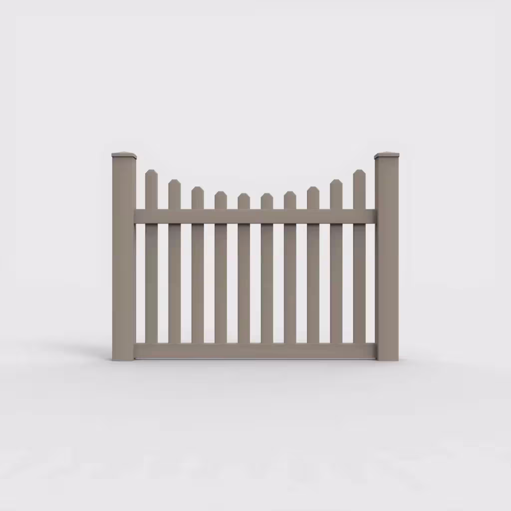 Clay scalloped picket 4 ft fence, front view