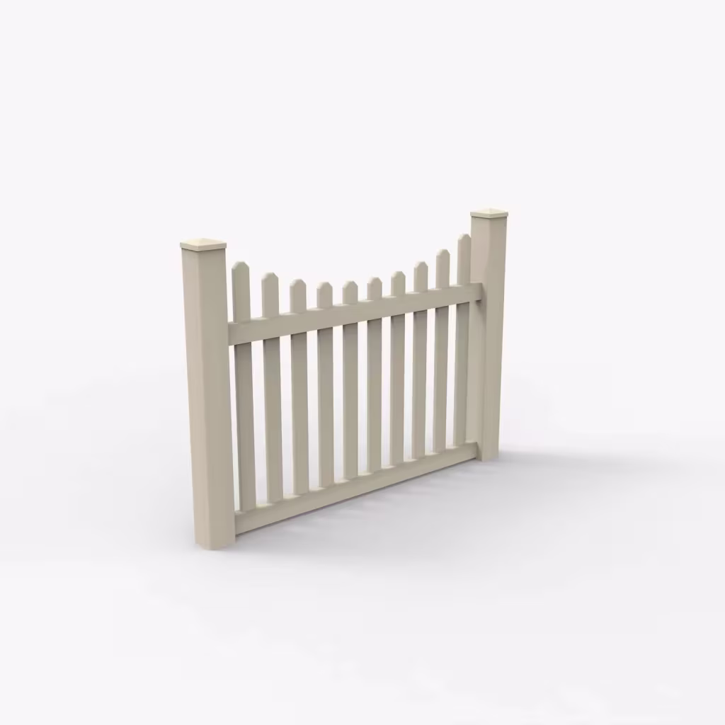 Tan scalloped picket 4 ft fence, main view