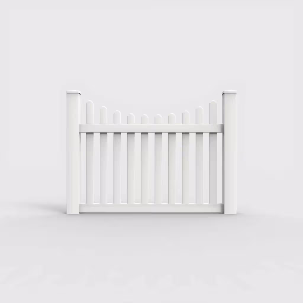 White scalloped picket 4 ft fence, front view
