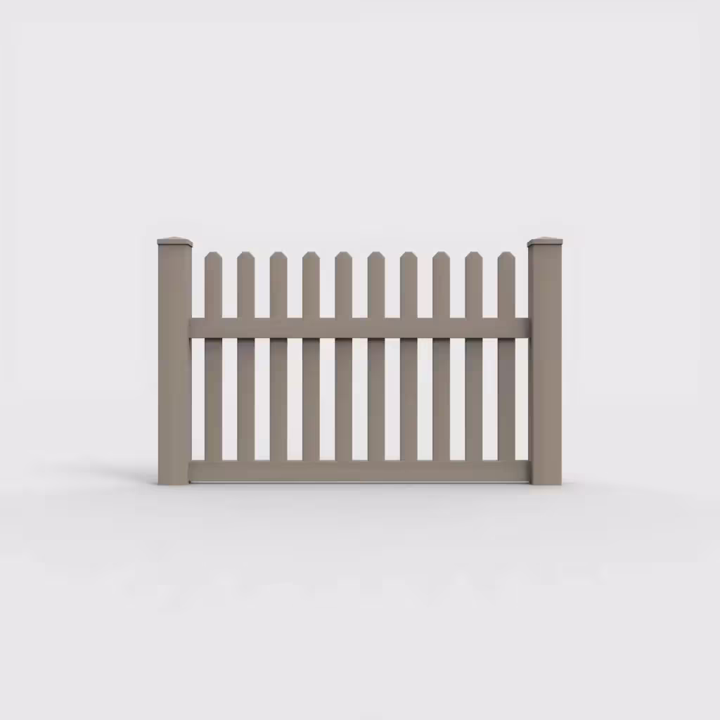 Clay straight picket 3.5 ft fence, front view