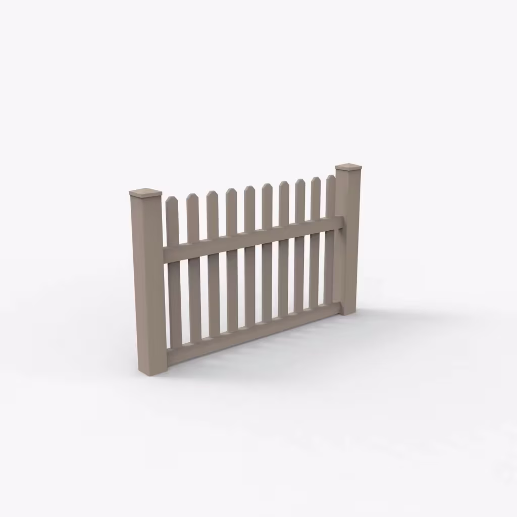 Clay straight picket 3.5 ft fence, main view
